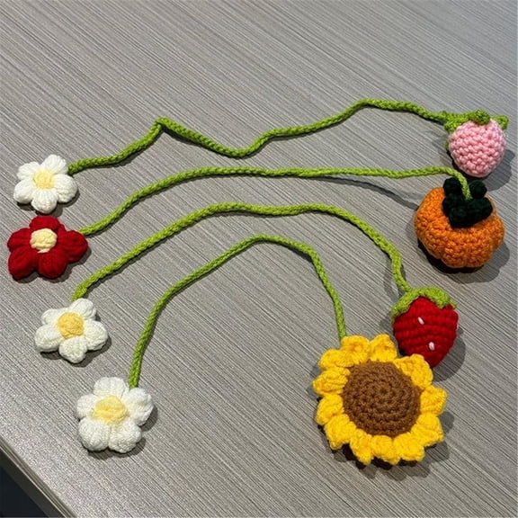 JKCCZLL 4Pcs Handmade Knitted Flower Curtain Tiebacks Decorative Floral Curtain Holdbacks Rope for Home Kitchen Supplies (Red Strawberry),Red Strawberry