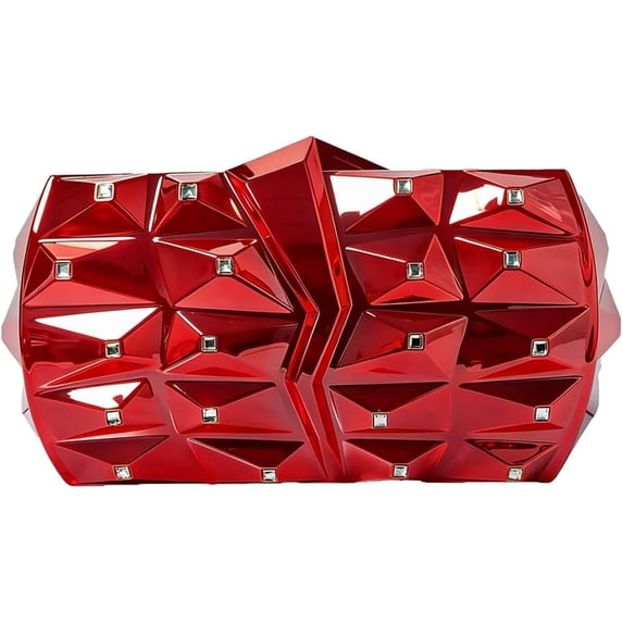 JKCCZLL Acrylic Evening Clutch Purse for Women Sparkly Irregular Box Crossbody Bag with Chain for Party Wedding Prom,Red,banquet
