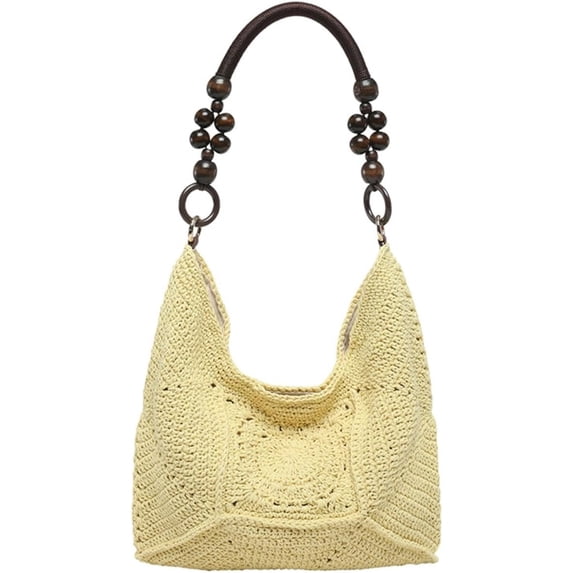 JKCCZLL Bohemia Summer Crochet Beach Bag Women Underarm Shoulder Bags Cute Crossbody Purse Travel Top-handle Tote Hobo Handbag,Yellow,outdoor