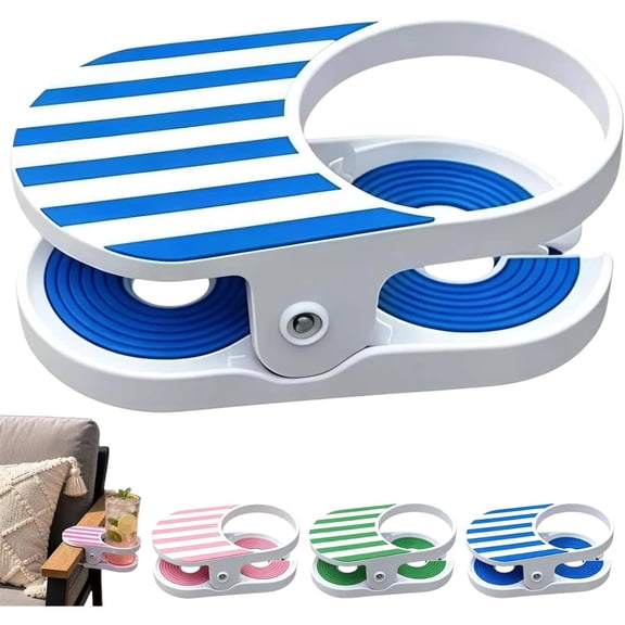 JKCCZLL Clip-On Drink Holder - Secure Your Beverage Anywhere, Drinking Cup Holder Clip with Side Hole, Portable Cup Holder for Desk, Chair for Water Drink Beverage Soda Coffee Mug (Colorful),Blue