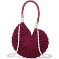 thumbnail image 1 of JKCCZLL Handwoven Seashell Hobo Bags Women Crochet Summer Beach Bag Boho Knitted Evening Clutch Purses Hobo Crossbody Shoulder Bag,Wine Red,1, 1 of 9