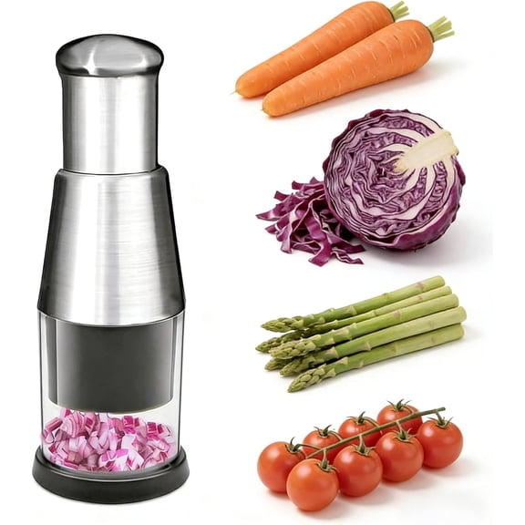 JKCCZLL Manual Pressed Food Chopper, Stainless Steel MultiFunctional Hand Press Masher, Garlic Mincing Kitchen Device for Household Use,Silvery