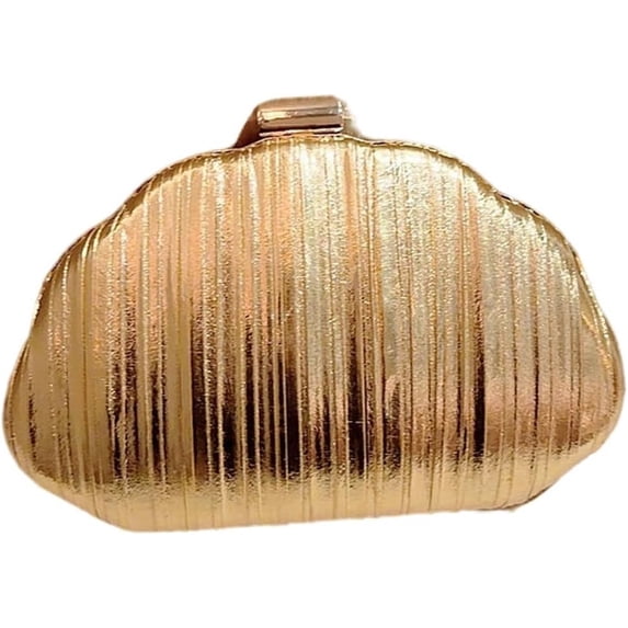 JKCCZLL QWINEE Women's Shell Shaped Clutch Purse Ruched Mini Crossbody Bag Elegant Evening Handbag with Chain Strap,Gold#,1