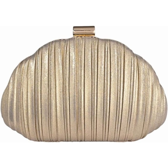 JKCCZLL QWINEE Women's Shell Shaped Clutch Purse Ruched Mini Crossbody Bag Elegant Evening Handbag with Chain Strap,Gold,1