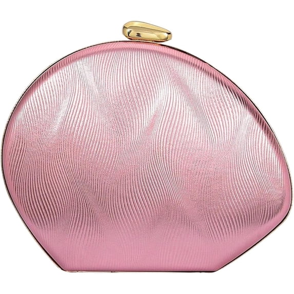 JKCCZLL QWINEE Women's Shell Shaped Clutch Purse Ruched Mini Crossbody Bag Elegant Evening Handbag with Chain Strap,Plain Pink,1