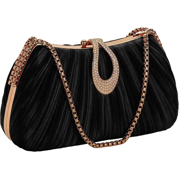 JKCCZLL Women Elegant Evening Clutch Bag Purse with Detachable Chain Shoulder Crossbody Bags, Handbag for Wedding Party,Black,party