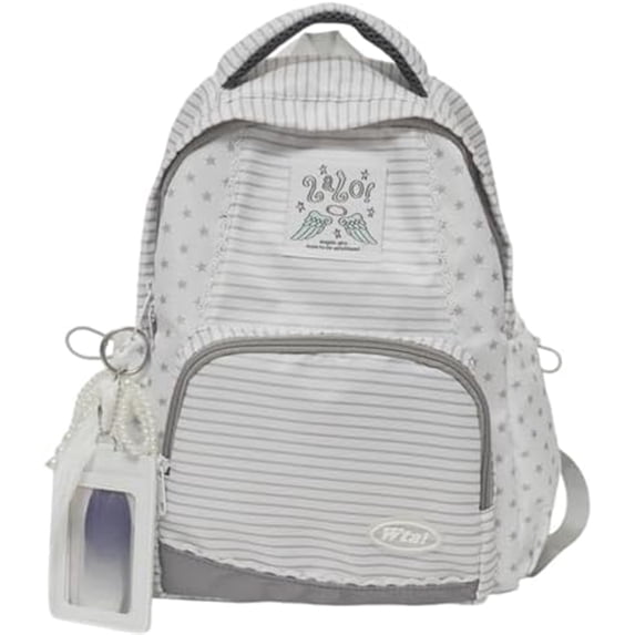 JKCCZLL Y2k Backpack Whimsical Backpack Cute Stripe Bookbag Japanese Medium Daypack Cutecore Supplies,Large Striped Star