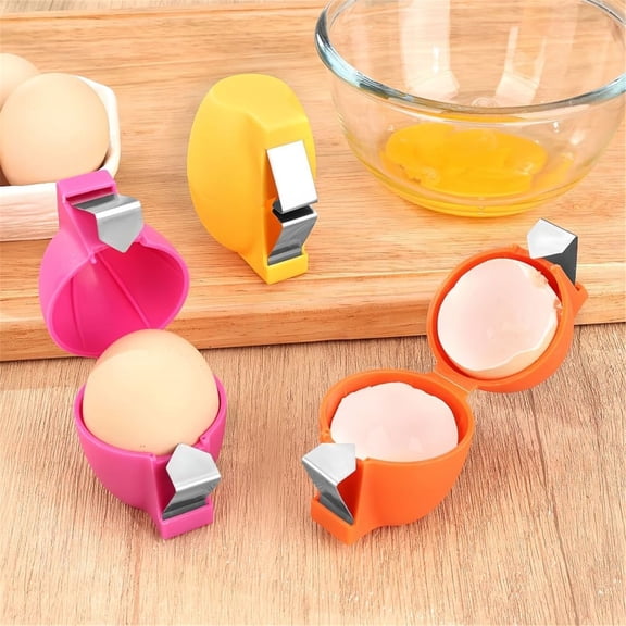 JKCCZLL3 PCS Handheld Egg Opener, Stainless Steel Egg Cutter Keeps Hands Clean, Suitable for Raw & Hard Boiled Eggs, Useful for Deviled Eggs, Easy Kitchen Tool for Egg Peeling,Pink, Orange, Yellow