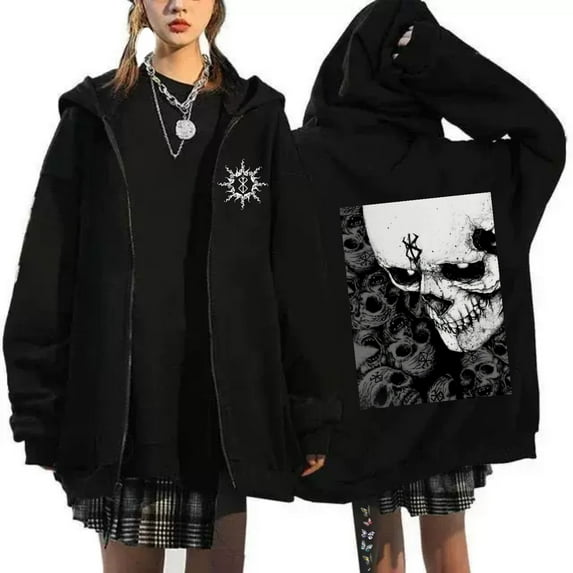 JKCIYHNEEOHP Anime Berserk Zipper Hoodie Men's Printed Zipper Jacket Fashion Street Trend Sweatshirt Unisex Loose Casual Cardigan Jacket