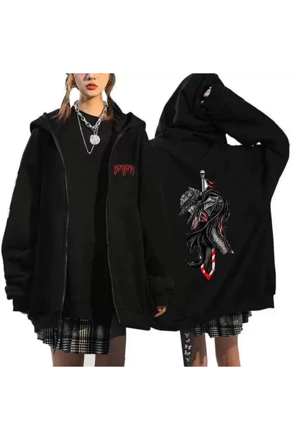 Anime Berserk Zipper Hoodie Men's Printed Zipper Jacket Fashion Street Trend Sweatshirt Unisex Loose Casual Cardigan Jacket