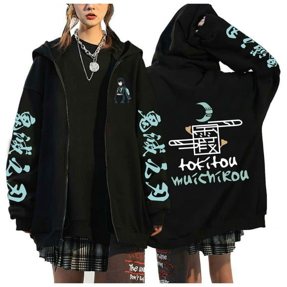 JKCIYHNEEOHP Anime Kamado Nezuko Zip-up Hoodie Kamado Tanjirou Agatsuma Zenitsu Unisex Sweatshirt Demon Slayer Harajuku Cardigan
