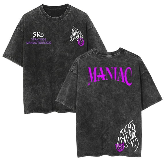 JKCIYHNEEOHP Stray Kids Vintage Cotton Shirt Album T-shirt Felix Jisung Hyunjin Minho Bangchan Changbin Concert