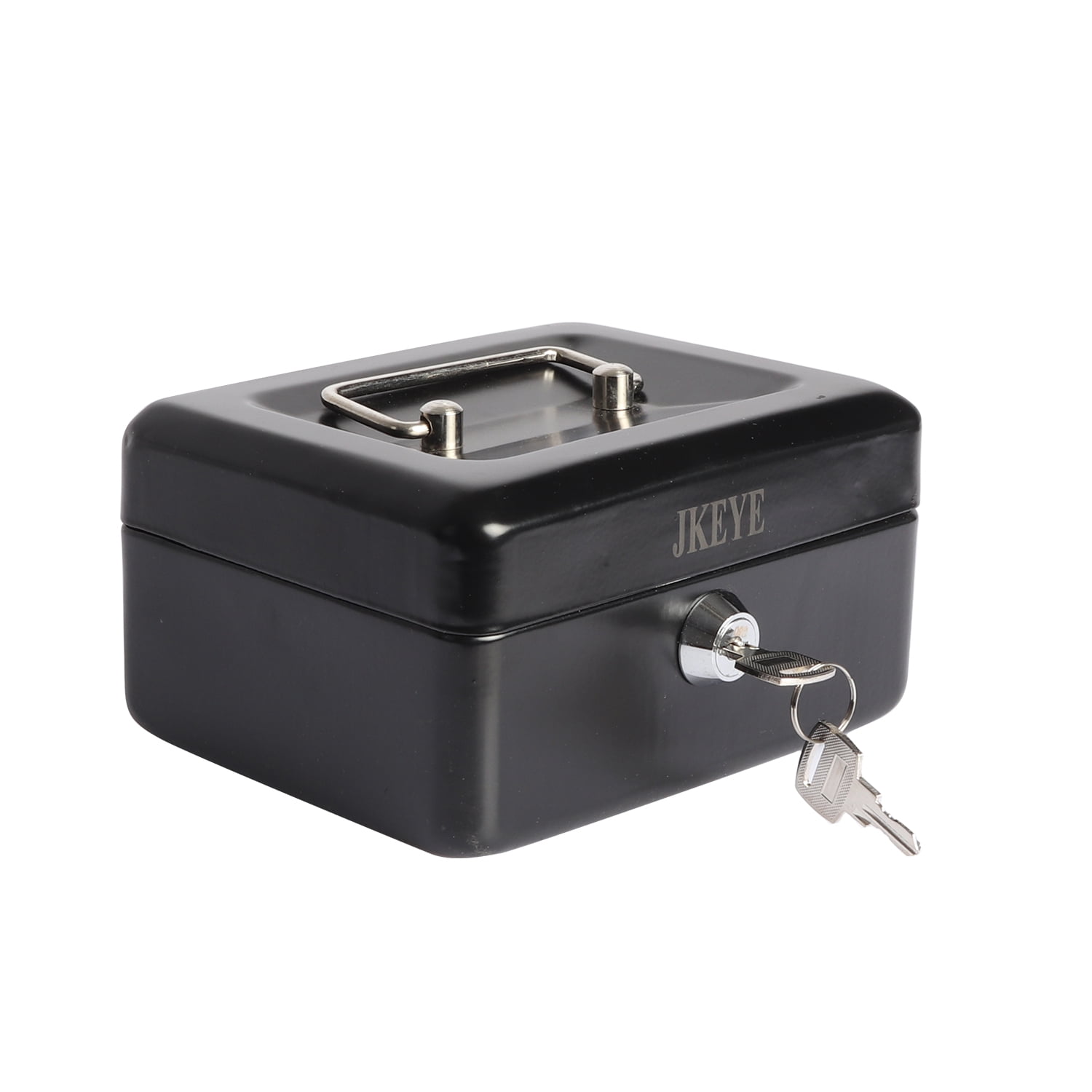 JKEYE Metal Cash Boxes with Key Lock and Money Tray Small Metal Safes