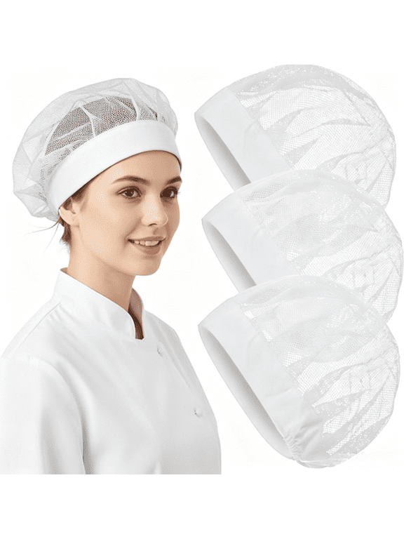 3 Pcs Chef Hats for Women, Adjustable Cooking Chefs Cap Food Service Hair Nets, Reusable Kitchen Cooking Chef Cap - Reusable Washable