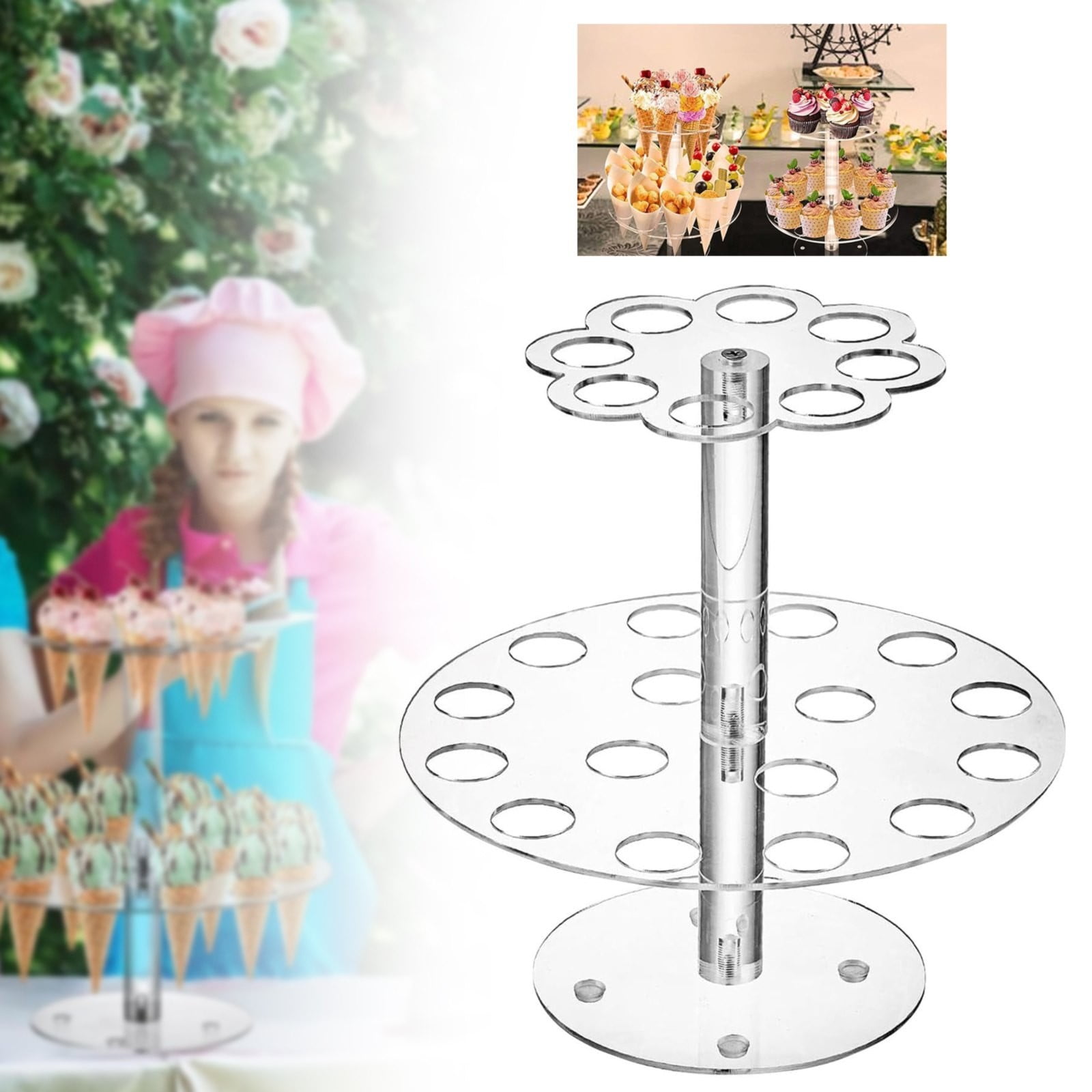 JKLOP Acrylic Ice Holder 2 Tier Ice Holder Stand with 24 Holes Clear ...