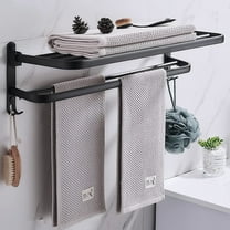 JKLOP Bathroom Towel Rack with Towel Bar Holder 20in Towel Shelf Bathroom with Towel Rail Shelf Wall Mounted Aluminum Towel Rack Towel Bars for Home & Kitchen