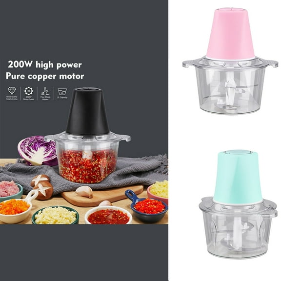 JKLOP Processor Meat Grinder 500W Chopper with 8 Cup 2L Glass Bowl & 4 Large 2 Speed for Vegetable Kitchen Cutter Medium Powerful Chopping Gr for Home & Kitchen