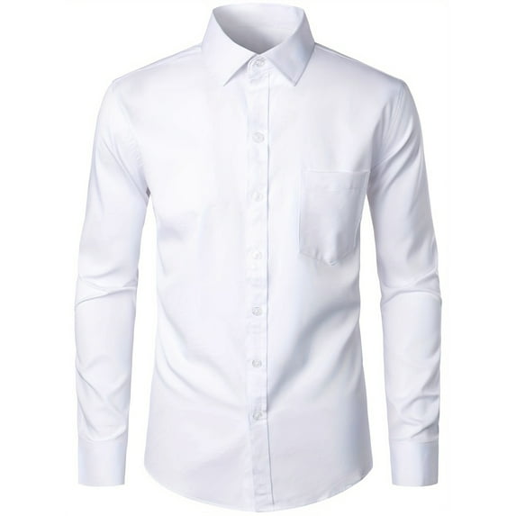 JKLPOLQ Shirts For Men Mens Fashion Casual Solid Color Pocket Long Sleeve Shirt Top