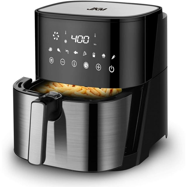 JKM 5.3 Quart Stainless Steel Air Fryer XL Oven, 1700W, 8 Presets, LED