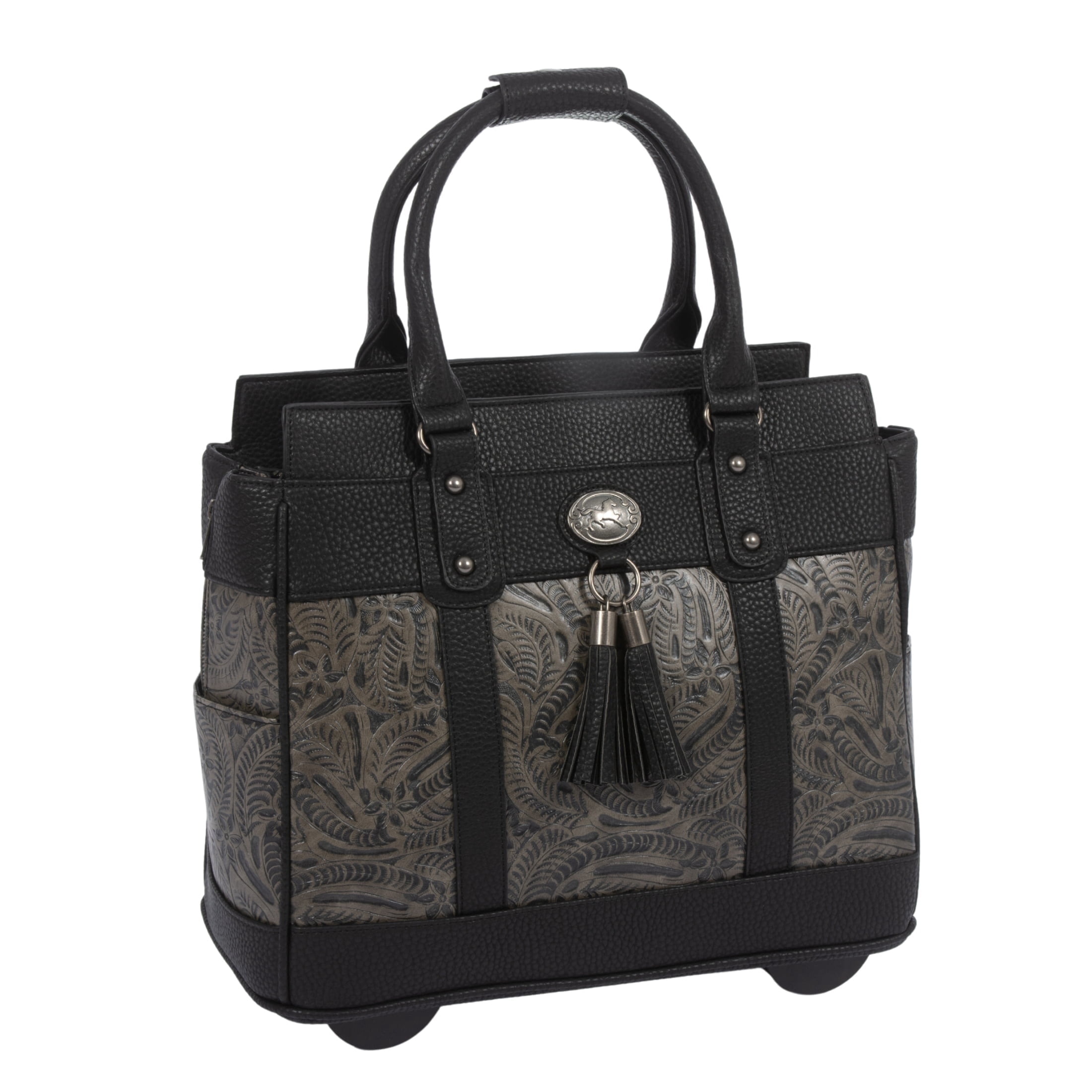 The Dallas Stylish Rolling iPad Tablet or Laptop Tote Carryall Bag | Roller Briefcase for Women | JKM & Company