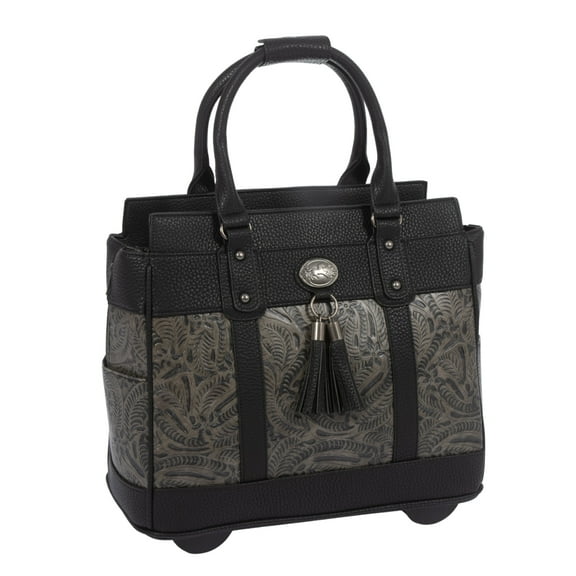 The Dallas Stylish Rolling iPad Tablet or Laptop Tote Carryall Bag | Roller Briefcase for Women | JKM & Company