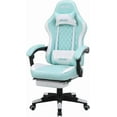 thumbnail image 1 of JKOOK Gaming Chair with Footrest, Multifunctional Desk Chair with Linkage Armrest, PU Leather, Video Game Computer Chairs with Lumbar Support, Study,Game,Office,JK08 (Mint Green), 1 of 16