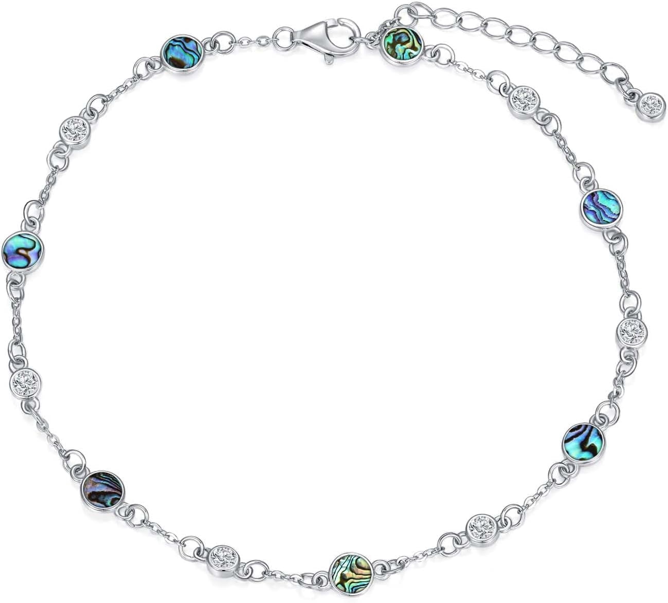 JKR Anklet Abalone Bracelet for Women 925 Sterling Silver Chain Ankle Bracelet Beach Summer Fine Jewelry Birthday Valentines Mothers Day Gifts for Women Her Mom