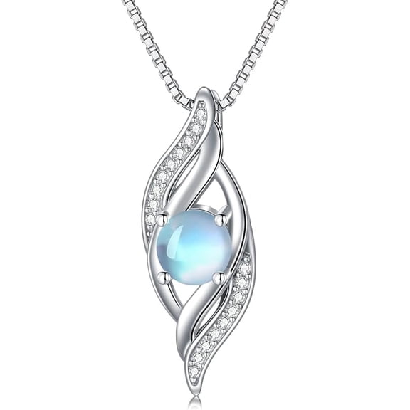 JKR Birthstone Moonstone Infinity Necklace S925 Sterling Silver Infinity Love Jewelry Birthday Valentines Mothers Day Anniversary for Women