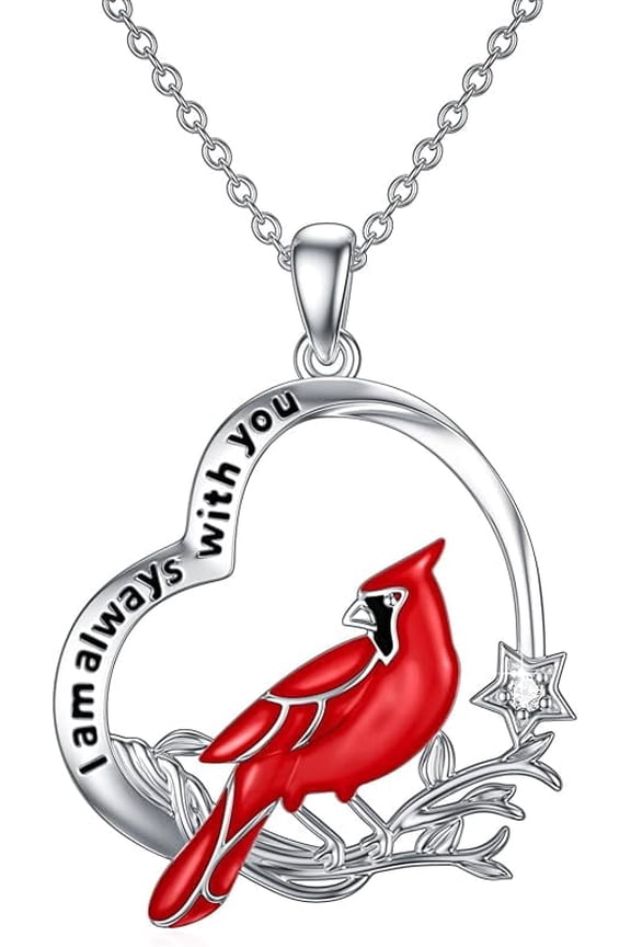 Cardinal Necklace for Women 925 Sterling Silver Red Cardinal Pendant Necklace Sympathy Memorial Jewelry Gifts for Women Mom Her