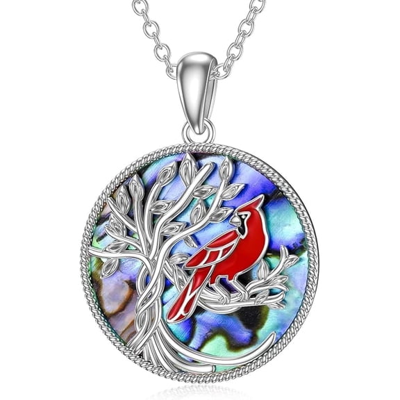 JKR Cardinal Necklace for Women 925 Sterling Silver Red Cardinal Pendant Necklace Sympathy Memorial Jewelry Gifts for Women Mom Her