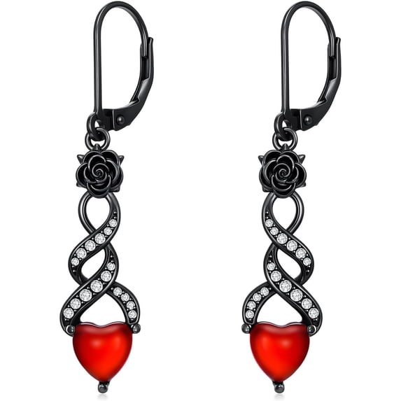 JKR Celtic knot Earrings 925 Sterling Silver Leverback Red Agate Earrings Jewelry Halloween Valentines Mothers Day Gifts for Women