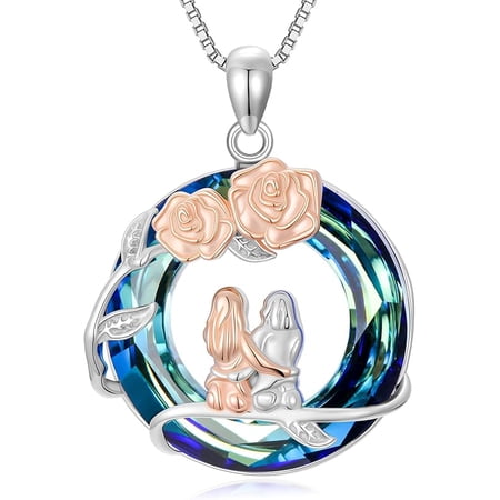JKR Christmas Sister Gifts from Sister Sterling Silver 2 to 5 Sisters Necklace for Women Rose Flower Crystal Female Friendship Jewelry Birthday Gifts for Her