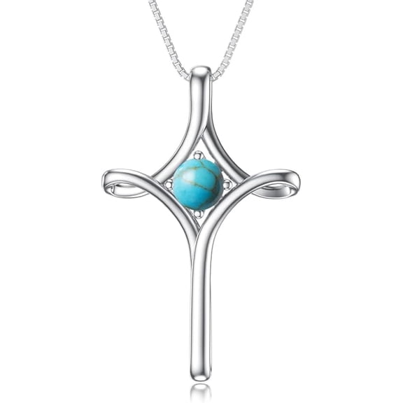 JKR Cross Necklace for Women 925 Sterling Silver Birthstone Cross Pendant Fine Jewelry Anniversary Birthday Gifts for Her Mom Wife Girlfriend