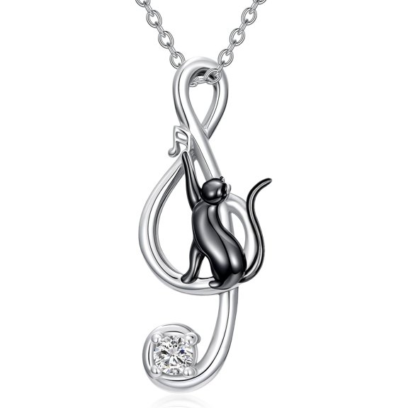 JKR Cross/Rose/Sunflower/Cat Music Note Necklace for Women 925 Sterling Silver Music Jewelry Valentines Day Gifts for Music Lover