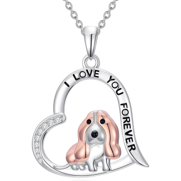 JKR Dog/Cat/Owl/Polar Bear/Dachshund/Crow/Fox Necklace for Women 925 Sterling Silver Celtic Moon Pendant Jewelry Valentines Day Gifts for Her