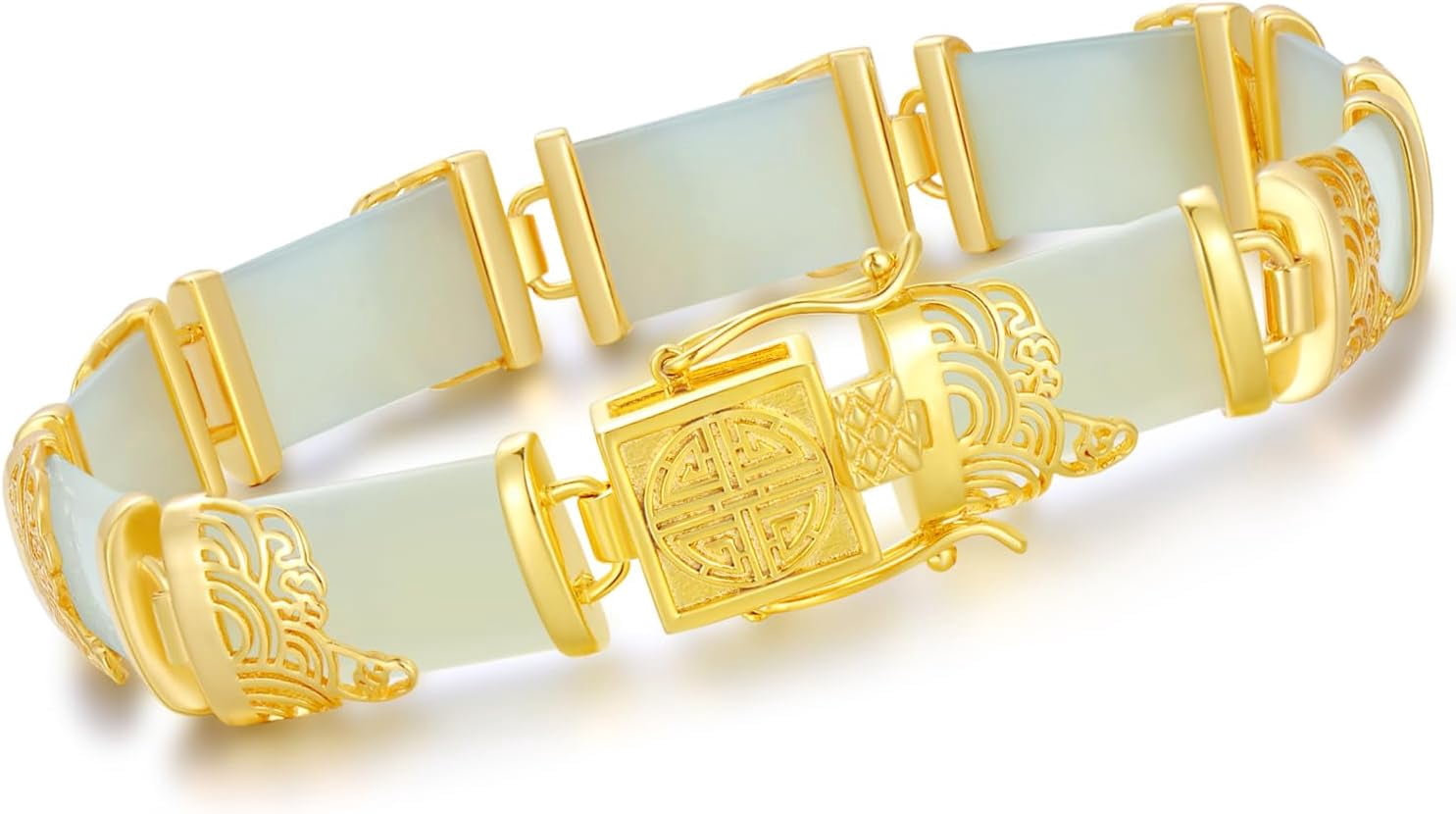 JKR Jade Bracelet for Women Plated Sterling Silver Jade Fortune Bangle Bracelet Fine Jewelry Birthday Gifts for Mom Grandma Wife