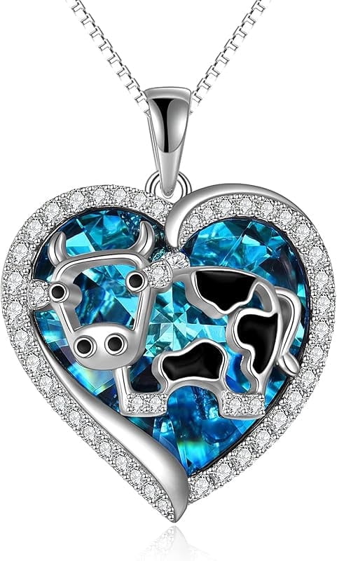 JKR  Mothers Day Gifts for Mom Cow Necklace Cow Gifts 925 Sterling Silver Cow Jewelry Birthday Gifts for Women Cow Lovers Daughter Sister Graduation
