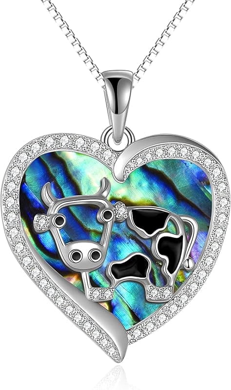 JKR  Mothers Day Gifts for Mom Cow Necklace Cow Gifts 925 Sterling Silver Cow Jewelry Birthday Gifts for Women Cow Lovers Daughter Sister Graduation