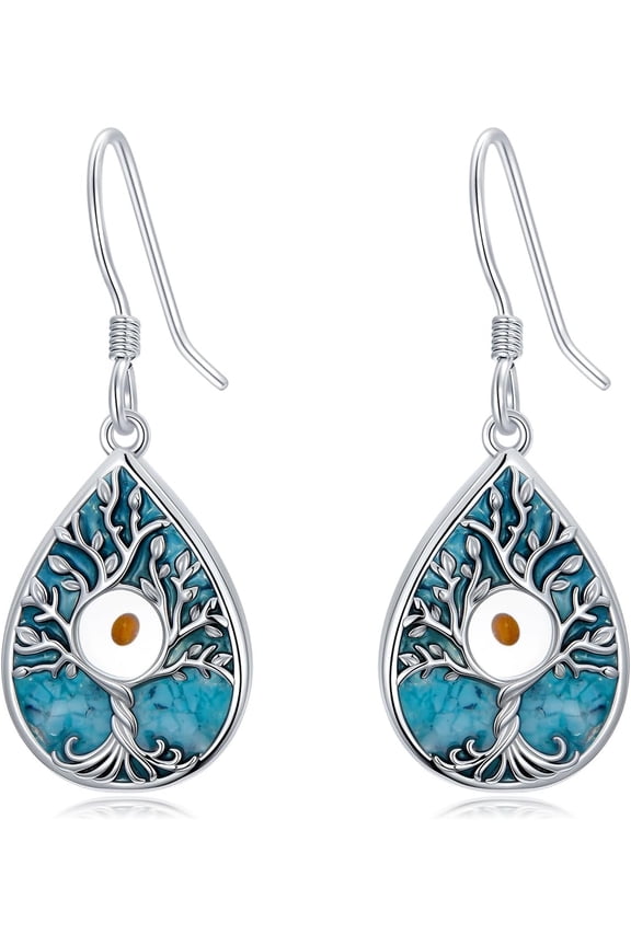 Mustard Seed Earrings for Women Sterling Silver Turquoise Dangle Earrings Faith Jewelry Christmas Anniversary Birthday Gifts for Her