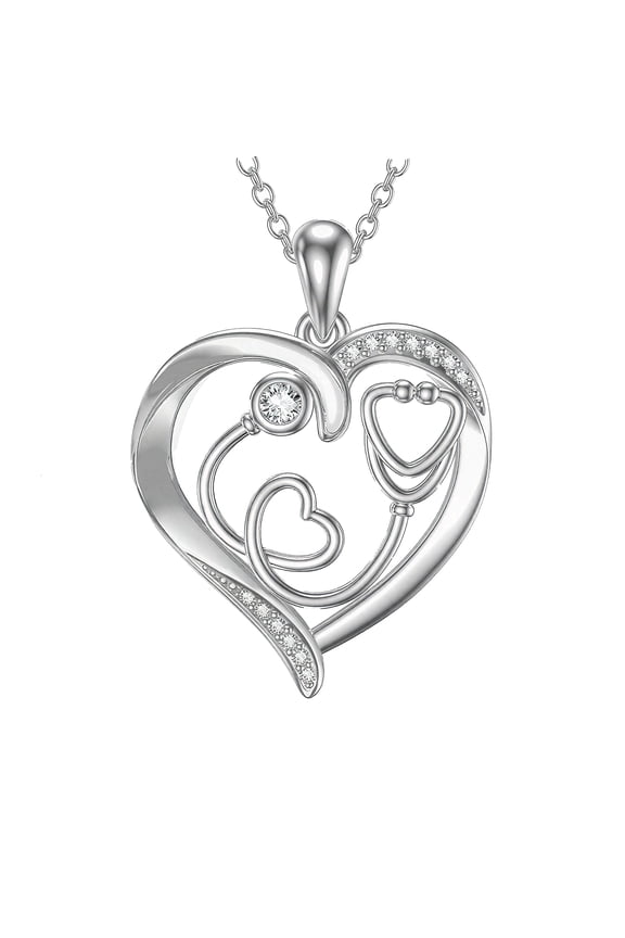 Nurse Gifts Diamond Nursing Necklace Sterling Silver Stethoscope Nurse Jewelry Appreciation Gifts for New Nurses Female Doctor Graduation