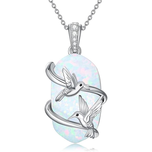 JKR Opal Koala/Panda/Sloth/Black Cat/Cardinal/Unicorn/Owl/Hummingbird/Dragonfly/Butterfly/Bee Necklace 925 Sterling Silver Opal 2 Animal Pendant Jewelry Birthday Gifts Women Sister Mom