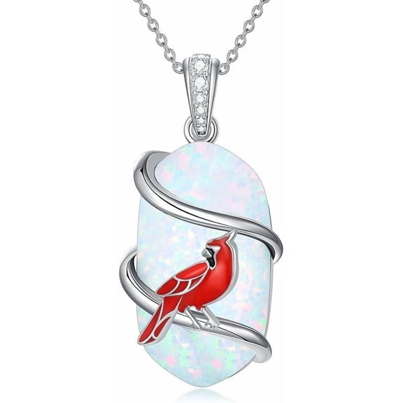 JKR Opal Bear/Panda/Cat/Koala/Sloth/Cardinal/Unicorn Necklace 925 Sterling Silver Opal Animal Pendant Jewelry Birthday Gifts Women Her