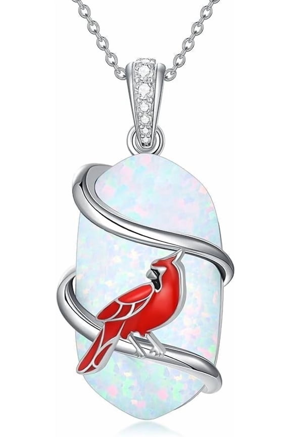 Opal Bear/Panda/Cat/Koala/Sloth/Cardinal/Unicorn Necklace 925 Sterling Silver Opal Animal Pendant Jewelry Birthday Gifts Women Her