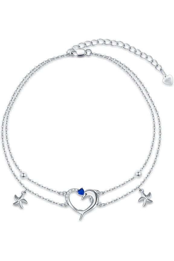 Sea Dolphin Anklet for Women 925 Sterling Silver Dolphin Beach Anklet Ocean Summer Jewelry Gifts for Women