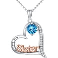 thumbnail image 1 of JKR Sister Gifts December Topaz Birthstone Necklaces 925 Sterling Silver Heart Birthstone Necklace Sister Jewelry Birthday Gifts for Women Friend Daughter, 1 of 6