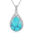 thumbnail image 1 of JKR Teardrop Necklace 925 Sterling Silver Filigree Gemstone Pendant Necklace Fine Jewelry Birthday Gifts for Women Her Mom, 1 of 7