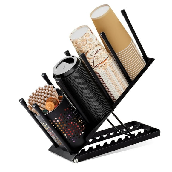 JKVPOI Adjustable Metal Coffee Cup Holder Organizer, 4 Compartment