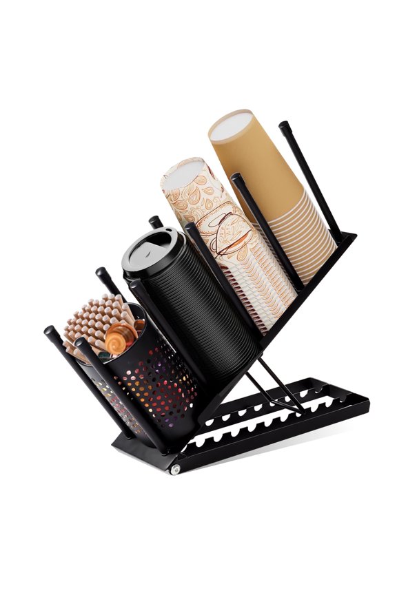Adjustable Metal Coffee Cup Holder Organizer, 4 Compartment