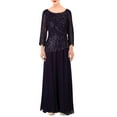 thumbnail image 1 of JKara Womens Beaded Layered Formal Dress Purple 12, 1 of 3