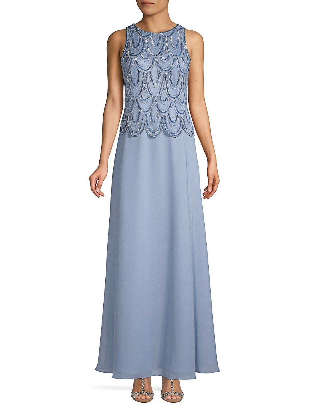 JKara Womens Embellished Popover Evening Dress